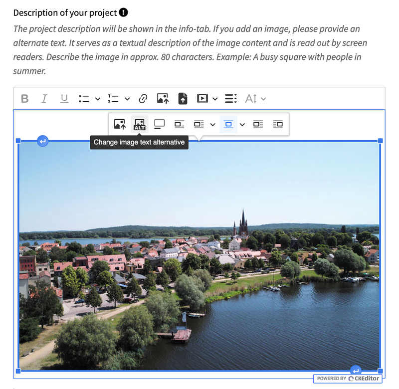 Adding an alternative text to an image
