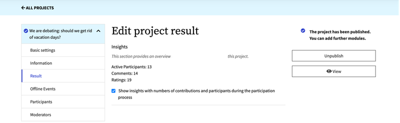 The new "Result" functionality