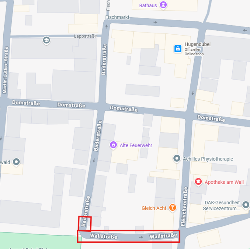Karte Wallstraße und ein Teil Baderstraße