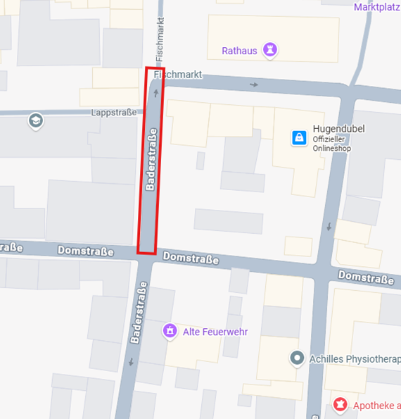 Karte Baderstraße nördlicher Teil