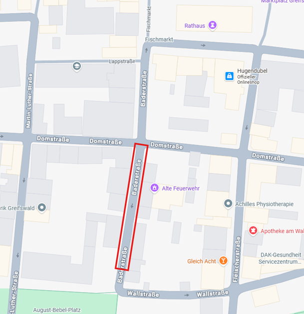 Karte Baderstraße südlicher Teil 1