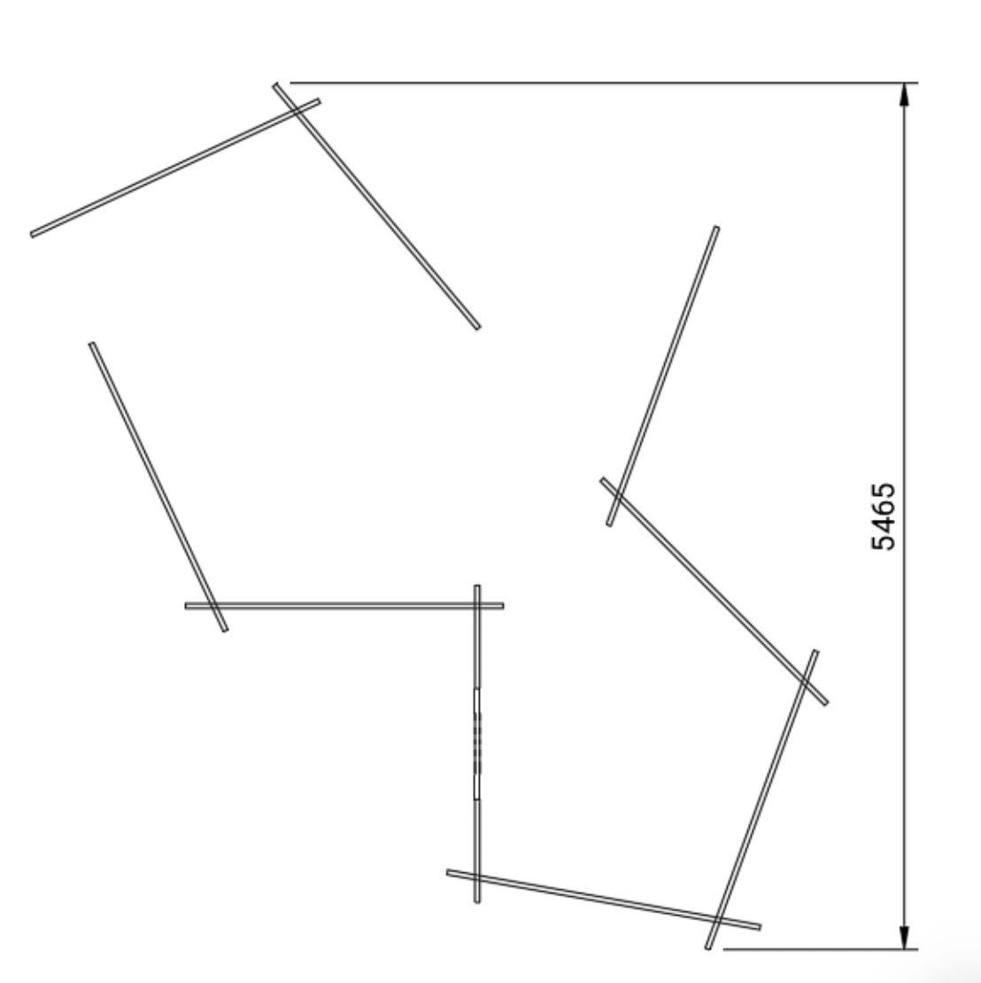 Bemaßung in der Ansicht von oben (5465 tief)