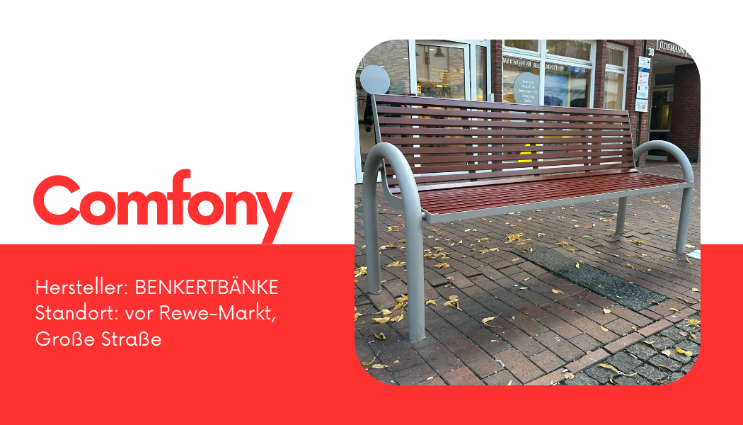 Bank Comfony, Hersteller Benkertbänke, Standort: vor Rewe-Markt, Große Straße