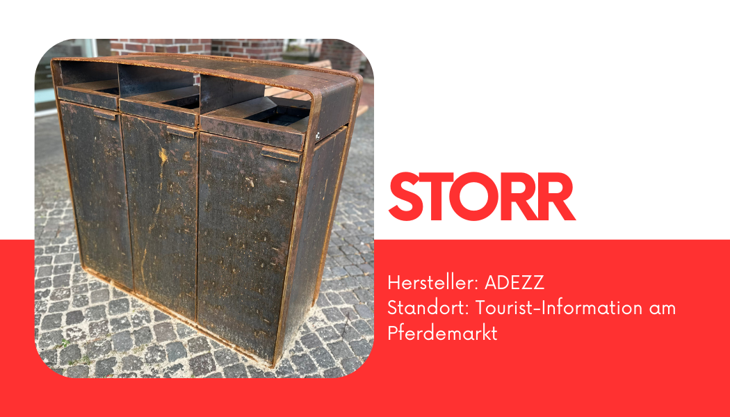 Müllbehälter STORR, Hersteller: Adezz, Standort: vor der Tourist-Information am Pferdemarkt
