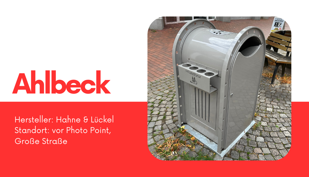 Müllbehälter "Ahlbeck", Hersteller: Hahne & Lückel, Standort: vor Photo Point, Große Straße