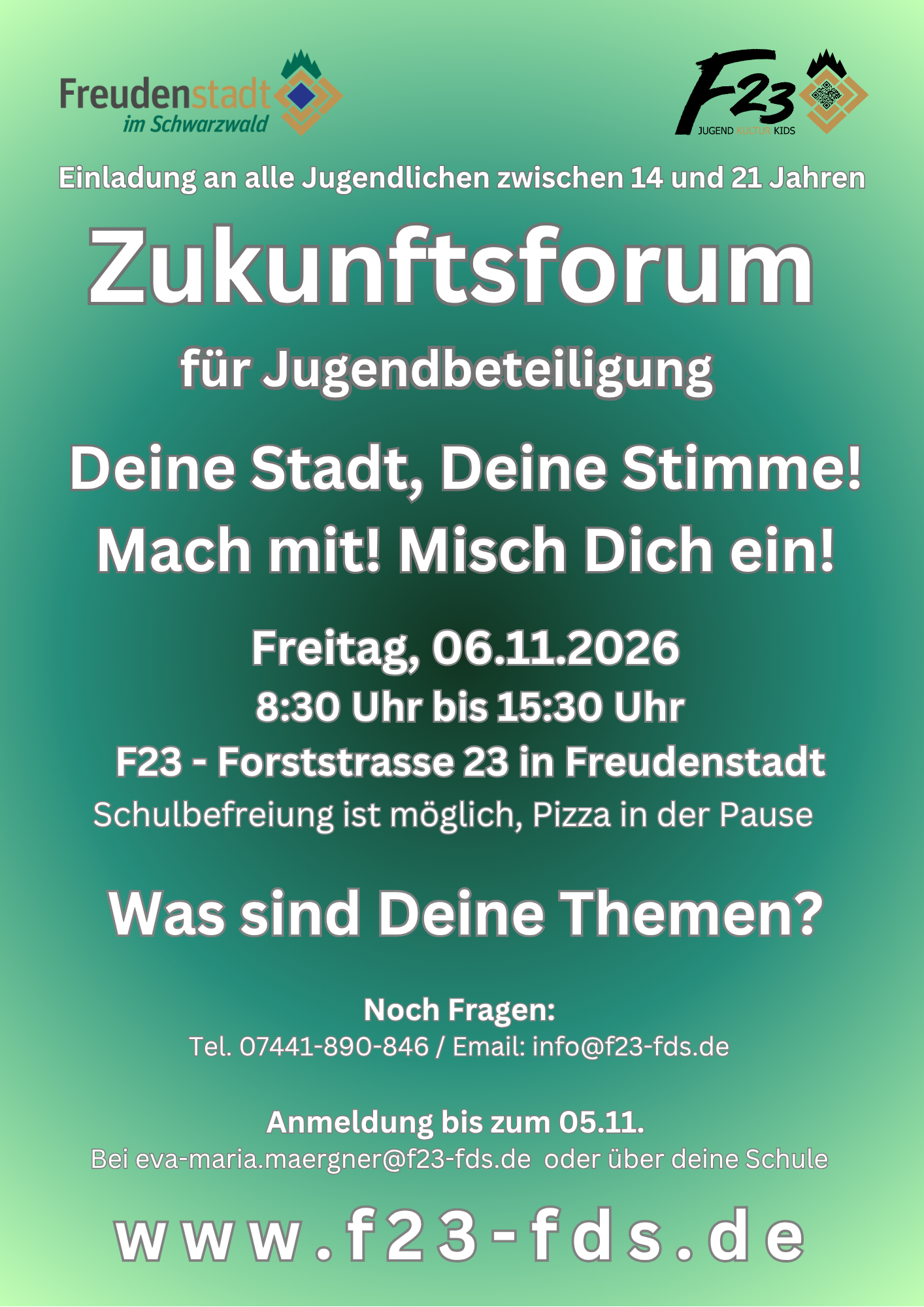 Das Zukunftsforum ist eine Vollversammlung der Jugend in Freudenstadt. 