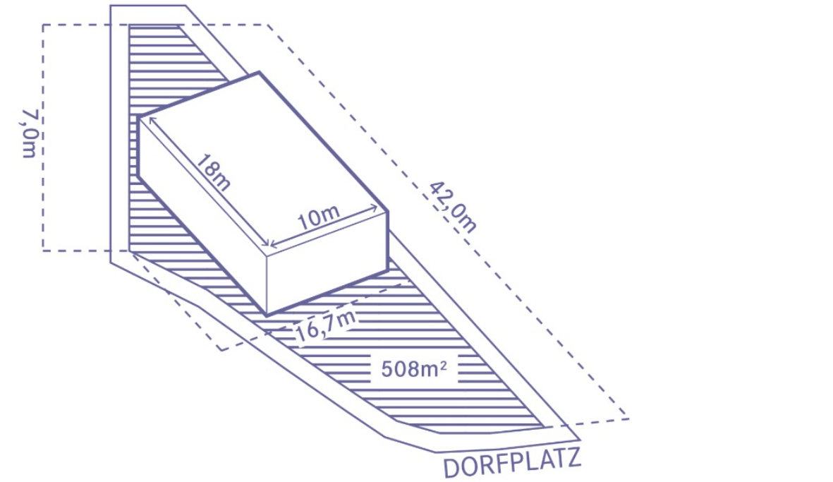 Skizze zu möglicher Bebauung