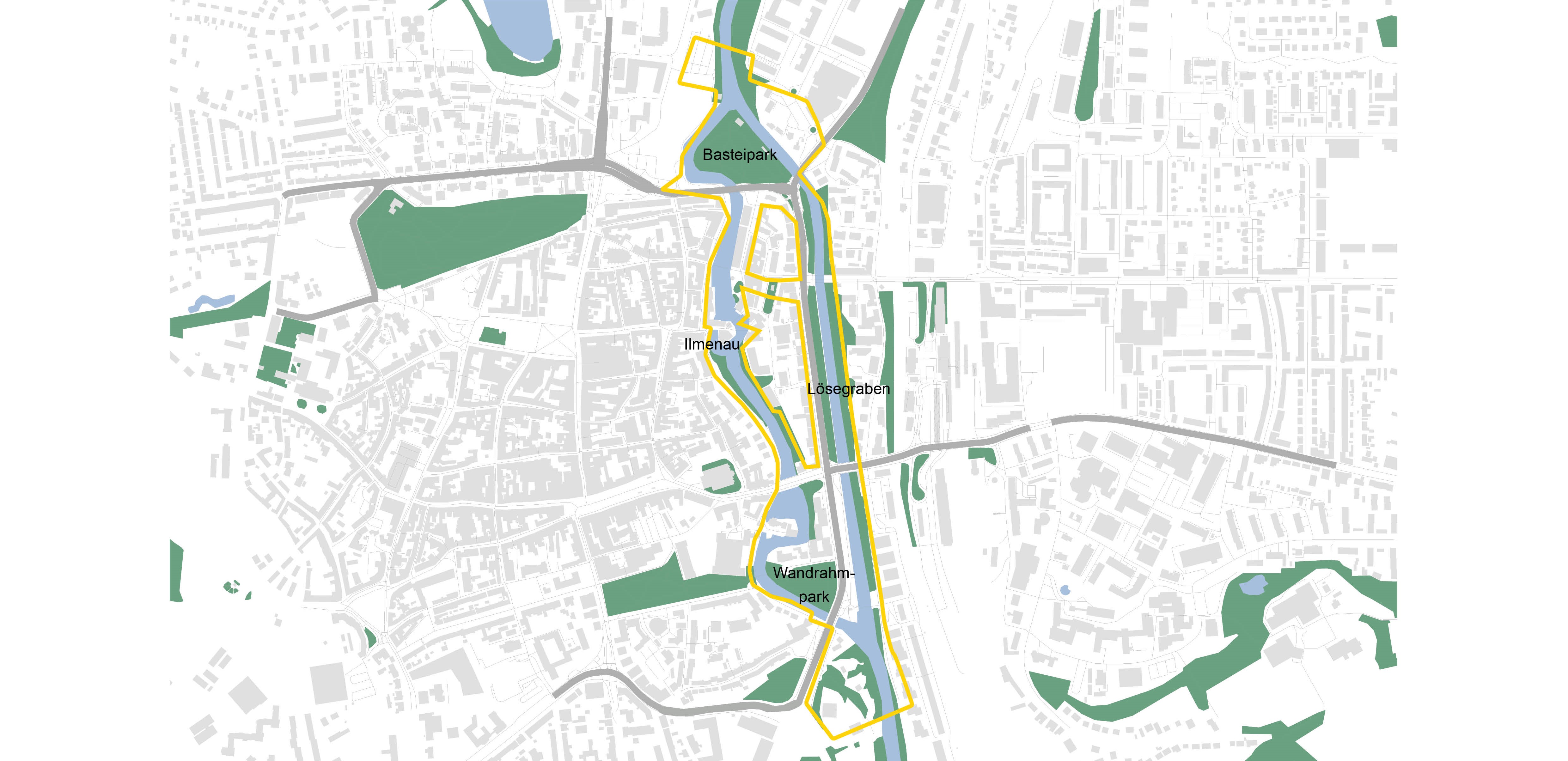 Übersichtskarte des Untersuchungsgebiets in Lüneburg