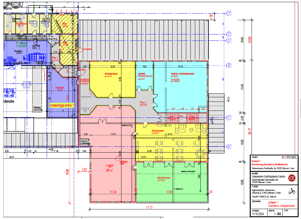 Obergeschoss der künftigen Erweiterung (Grundriss)