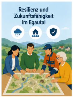 Vier Personen betrachten eine Landkarte.